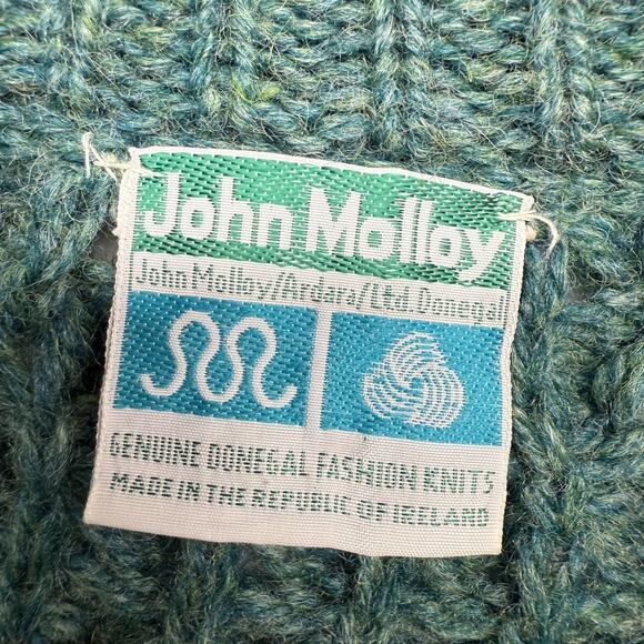 Vintage John Molloy Sweater Fits Large Green Donegal Ireland Fisherman Wool 90s - Picture 6 of 10